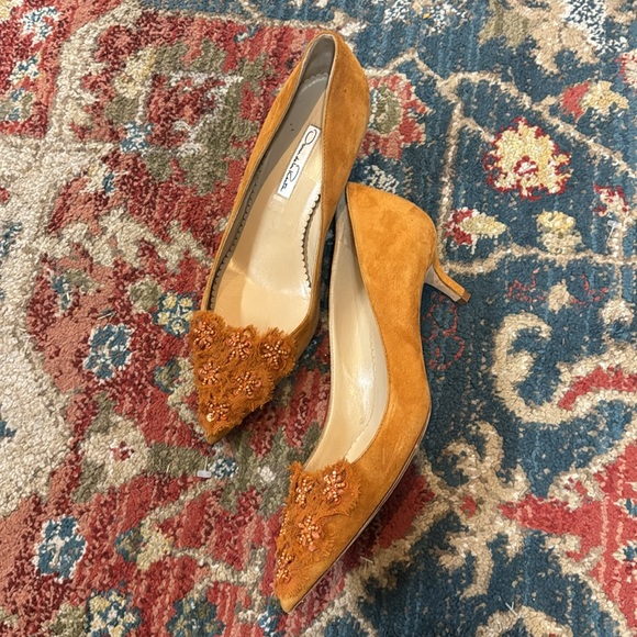 Oscar de la Renta rust orange heels size 7.5 - Picture 6 of 8